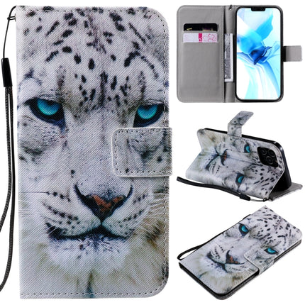 Painting Horizontal Flip Leather Case with Holder & Card Slot & Lanyard For iPhone 12 / 12 Pro(White Leopard)-garmade.com