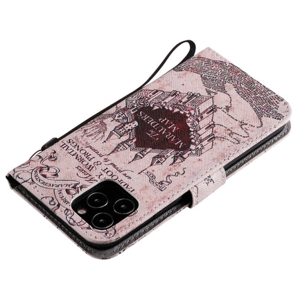 Painting Horizontal Flip Leather Case with Holder & Card Slot & Lanyard For iPhone 12 / 12 Pro(Castle)-garmade.com