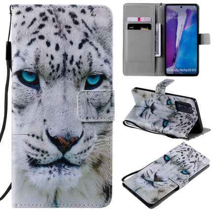 For Samsung Galaxy Note 20 Painting Horizontal Flip Leather Case with Holder & Card Slot & Lanyard(White Leopard)-garmade.com