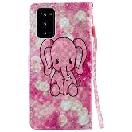 For Samsung Galaxy Note 20 Painting Horizontal Flip Leather Case with Holder & Card Slot & Lanyard(Pink Elephant)-garmade.com