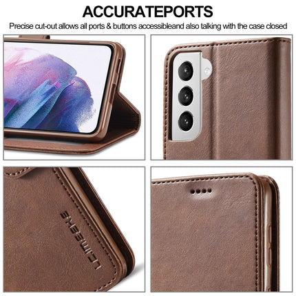 For Samsung Galaxy S21 5G LC.IMEEKE Calf Texture Horizontal Flip Leather Case with Holder & Card Slots & Wallet(Brown)-garmade.com