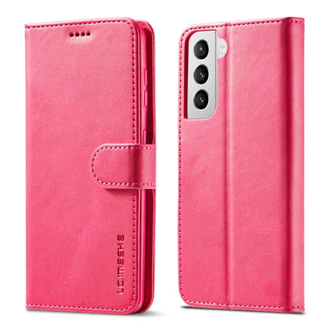 For Samsung Galaxy S21 5G LC.IMEEKE Calf Texture Horizontal Flip Leather Case with Holder & Card Slots & Wallet(Red)-garmade.com