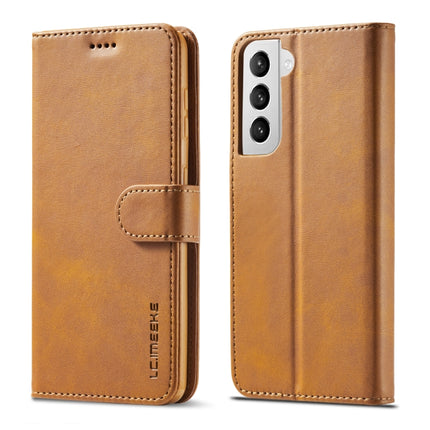 For Samsung Galaxy S21 5G LC.IMEEKE Calf Texture Horizontal Flip Leather Case with Holder & Card Slots & Wallet(Yellow)-garmade.com