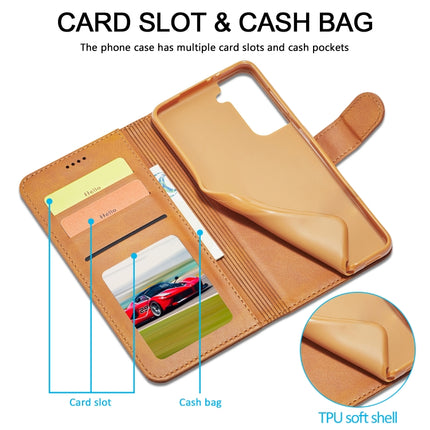 For Samsung Galaxy S21 5G LC.IMEEKE Calf Texture Horizontal Flip Leather Case with Holder & Card Slots & Wallet(Yellow)-garmade.com