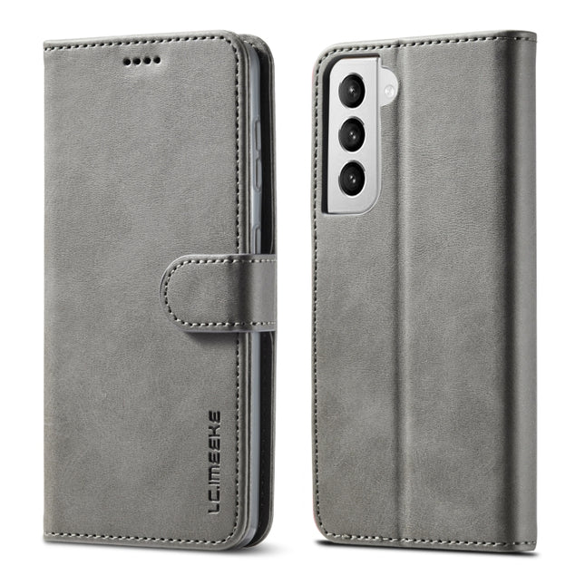 For Samsung Galaxy S21 5G LC.IMEEKE Calf Texture Horizontal Flip Leather Case with Holder & Card Slots & Wallet(Grey)-garmade.com