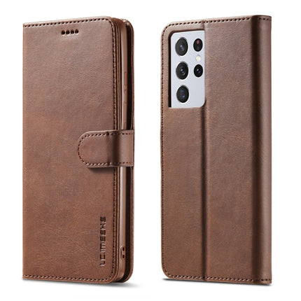 For Samsung Galaxy S21 Ultra 5G LC.IMEEKE Calf Texture Horizontal Flip Leather Case with Holder & Card Slots & Wallet(Brown)-garmade.com