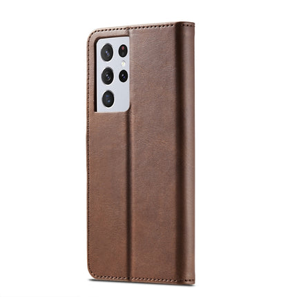 For Samsung Galaxy S21 Ultra 5G LC.IMEEKE Calf Texture Horizontal Flip Leather Case with Holder & Card Slots & Wallet(Brown)-garmade.com