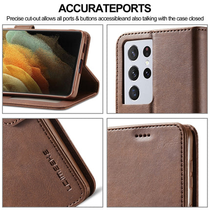 For Samsung Galaxy S21 Ultra 5G LC.IMEEKE Calf Texture Horizontal Flip Leather Case with Holder & Card Slots & Wallet(Brown)-garmade.com