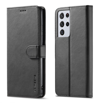 For Samsung Galaxy S21 Ultra 5G LC.IMEEKE Calf Texture Horizontal Flip Leather Case with Holder & Card Slots & Wallet(Black)-garmade.com