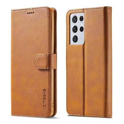 For Samsung Galaxy S21 Ultra 5G LC.IMEEKE Calf Texture Horizontal Flip Leather Case with Holder & Card Slots & Wallet(Yellow)-garmade.com