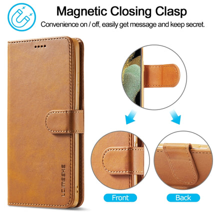 For Samsung Galaxy S21 Ultra 5G LC.IMEEKE Calf Texture Horizontal Flip Leather Case with Holder & Card Slots & Wallet(Yellow)-garmade.com