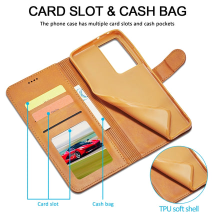 For Samsung Galaxy S21 Ultra 5G LC.IMEEKE Calf Texture Horizontal Flip Leather Case with Holder & Card Slots & Wallet(Yellow)-garmade.com