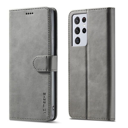 For Samsung Galaxy S21 Ultra 5G LC.IMEEKE Calf Texture Horizontal Flip Leather Case with Holder & Card Slots & Wallet(Grey)-garmade.com