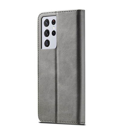 For Samsung Galaxy S21 Ultra 5G LC.IMEEKE Calf Texture Horizontal Flip Leather Case with Holder & Card Slots & Wallet(Grey)-garmade.com