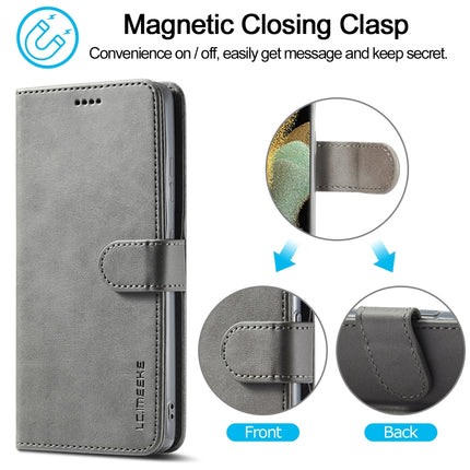 For Samsung Galaxy S21 Ultra 5G LC.IMEEKE Calf Texture Horizontal Flip Leather Case with Holder & Card Slots & Wallet(Grey)-garmade.com