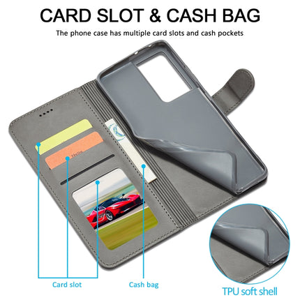 For Samsung Galaxy S21 Ultra 5G LC.IMEEKE Calf Texture Horizontal Flip Leather Case with Holder & Card Slots & Wallet(Grey)-garmade.com