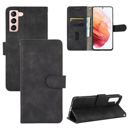 For Samsung Galaxy S21 5G Solid Color Skin Feel Magnetic Buckle Horizontal Flip Calf Texture PU Leather Case with Holder & Card Slots & Wallet(Black)-garmade.com