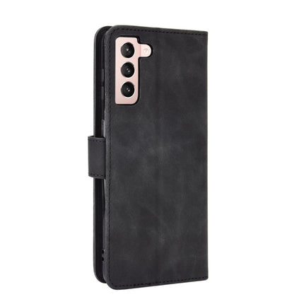 For Samsung Galaxy S21 5G Solid Color Skin Feel Magnetic Buckle Horizontal Flip Calf Texture PU Leather Case with Holder & Card Slots & Wallet(Black)-garmade.com