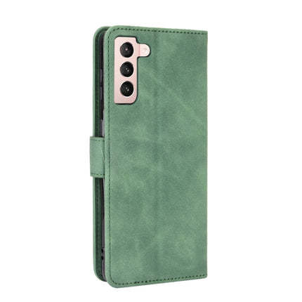 For Samsung Galaxy S21 5G Solid Color Skin Feel Magnetic Buckle Horizontal Flip Calf Texture PU Leather Case with Holder & Card Slots & Wallet(Green)-garmade.com