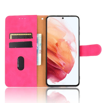 For Samsung Galaxy S21 5G Solid Color Skin Feel Magnetic Buckle Horizontal Flip Calf Texture PU Leather Case with Holder & Card Slots & Wallet(Rose Red)-garmade.com