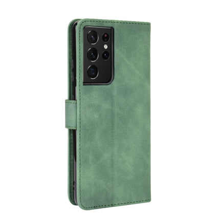 For Samsung Galaxy S21 Ultra 5G Solid Color Skin Feel Magnetic Buckle Horizontal Flip Calf Texture PU Leather Case with Holder & Card Slots & Wallet(Green)-garmade.com