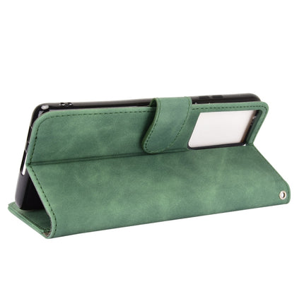 For Samsung Galaxy S21 Ultra 5G Solid Color Skin Feel Magnetic Buckle Horizontal Flip Calf Texture PU Leather Case with Holder & Card Slots & Wallet(Green)-garmade.com