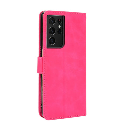 For Samsung Galaxy S21 Ultra 5G Solid Color Skin Feel Magnetic Buckle Horizontal Flip Calf Texture PU Leather Case with Holder & Card Slots & Wallet(Rose Red)-garmade.com