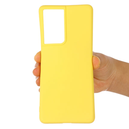 For Samsung Galaxy S21 Ultra 5G Pure Color Liquid Silicone Shockproof Full Coverage Case(Yellow)-garmade.com