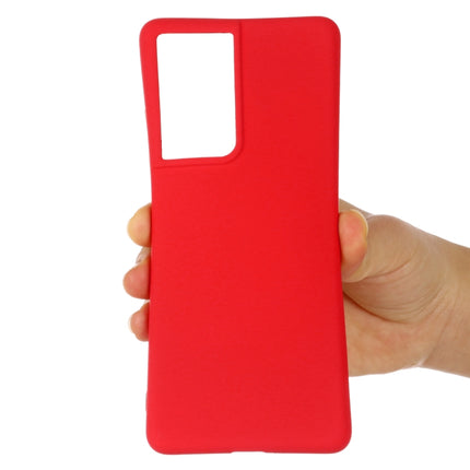 For Samsung Galaxy S21 Ultra 5G Pure Color Liquid Silicone Shockproof Full Coverage Case(Red)-garmade.com