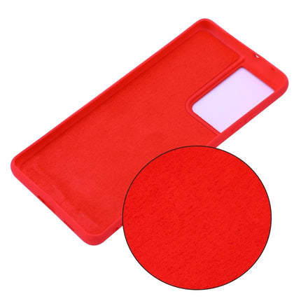 For Samsung Galaxy S21 Ultra 5G Pure Color Liquid Silicone Shockproof Full Coverage Case(Red)-garmade.com