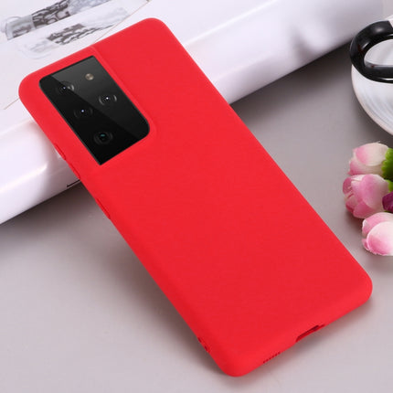 For Samsung Galaxy S21 Ultra 5G Pure Color Liquid Silicone Shockproof Full Coverage Case(Red)-garmade.com