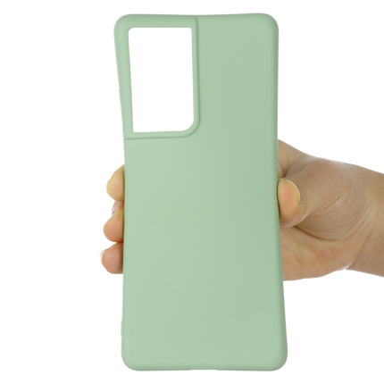 For Samsung Galaxy S21 Ultra 5G Pure Color Liquid Silicone Shockproof Full Coverage Case(Green)-garmade.com