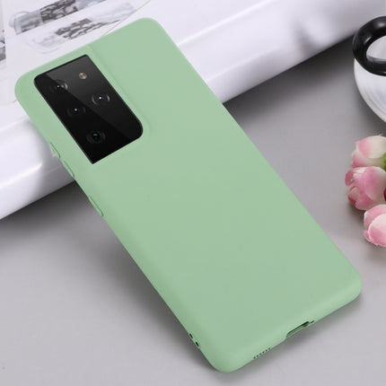 For Samsung Galaxy S21 Ultra 5G Pure Color Liquid Silicone Shockproof Full Coverage Case(Green)-garmade.com