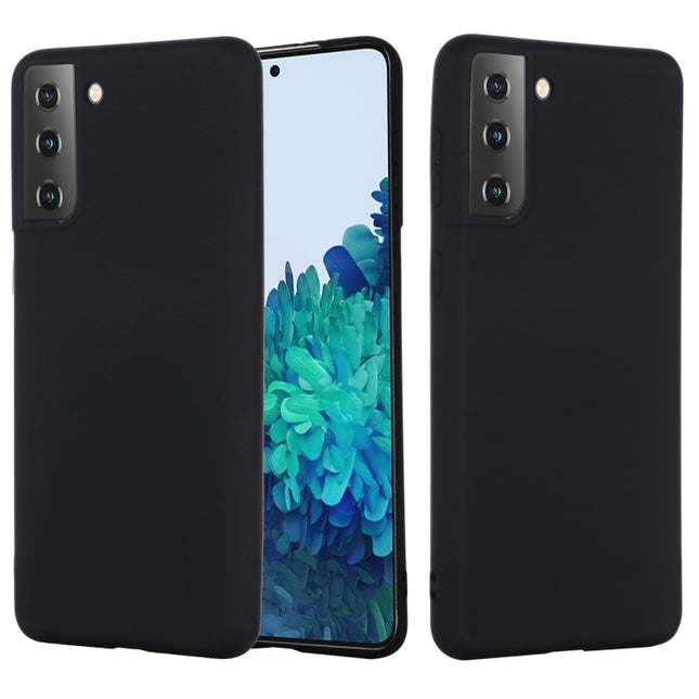 For Samsung Galaxy S21 5G Pure Color Liquid Silicone Shockproof Full Coverage Case(Black)-garmade.com