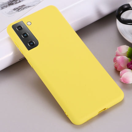 For Samsung Galaxy S21 5G Pure Color Liquid Silicone Shockproof Full Coverage Case(Yellow)-garmade.com