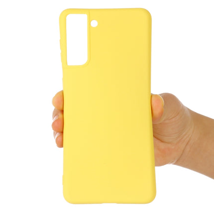 For Samsung Galaxy S21+ 5G Pure Color Liquid Silicone Shockproof Full Coverage Case(Yellow)-garmade.com