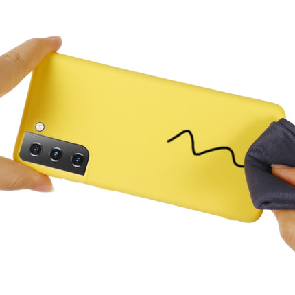 For Samsung Galaxy S21+ 5G Pure Color Liquid Silicone Shockproof Full Coverage Case(Yellow)-garmade.com