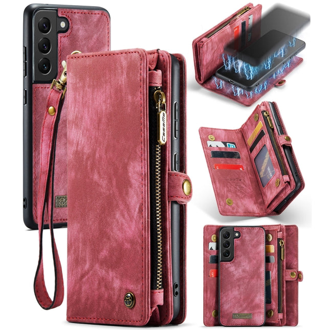 For Samsung Galaxy S21 5G CaseMe-008 Detachable Multifunctional Flip Leather Phone Case(Red)-garmade.com