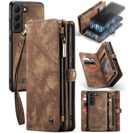 For Samsung Galaxy S21 5G CaseMe-008 Detachable Multifunctional Flip Leather Phone Case(Brown)-garmade.com