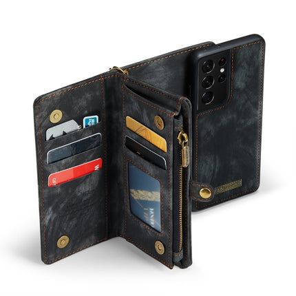 For Samsung Galaxy S21 Ultra 5G CaseMe Detachable Multifunctional Horizontal Flip Leather Case, with Card Slot & Holder & Zipper Wallet & Photo Frame(Black)-garmade.com