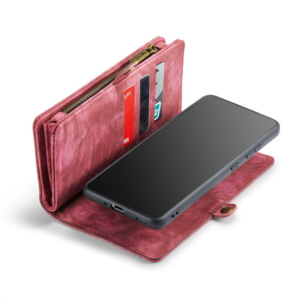 For Samsung Galaxy S21 Ultra 5G CaseMe Detachable Multifunctional Horizontal Flip Leather Case, with Card Slot & Holder & Zipper Wallet & Photo Frame(Red)-garmade.com