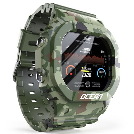 Lokmat OCEAN 1.14 inch TFT Touch Screen IP68 Waterproof Smart Watch, Support Information Reminder / Sleep Monitor / Sport Record(Camouflage Green)-garmade.com
