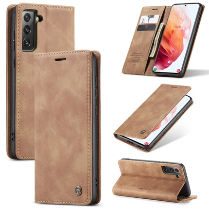 For Samsung Galaxy S21 5G CaseMe 013 Multifunctional Horizontal Flip Leather Case with Holder & Card Slot & Wallet(Brown)-garmade.com