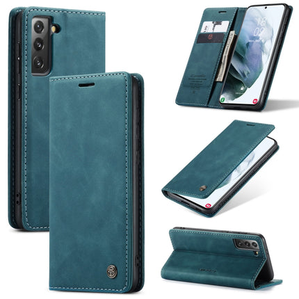 For Samsung Galaxy S21 5G CaseMe 013 Multifunctional Horizontal Flip Leather Case with Holder & Card Slot & Wallet(Blue)-garmade.com