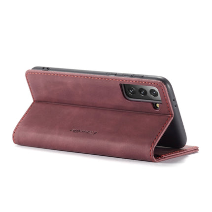 For Samsung Galaxy S21 5G CaseMe 013 Multifunctional Horizontal Flip Leather Case with Holder & Card Slot & Wallet(Wine Red)-garmade.com