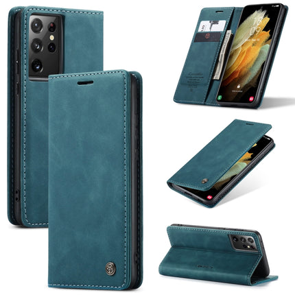 For Samsung Galaxy S21 Ultra 5G CaseMe 013 Multifunctional Horizontal Flip Leather Case with Holder & Card Slot & Wallet(Blue)-garmade.com