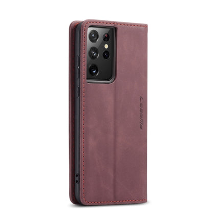 For Samsung Galaxy S21 Ultra 5G CaseMe 013 Multifunctional Horizontal Flip Leather Case with Holder & Card Slot & Wallet(Wine Red)-garmade.com