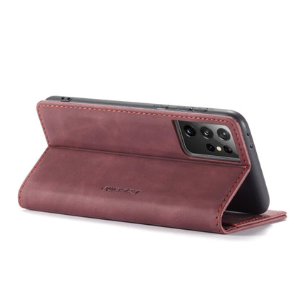 For Samsung Galaxy S21 Ultra 5G CaseMe 013 Multifunctional Horizontal Flip Leather Case with Holder & Card Slot & Wallet(Wine Red)-garmade.com