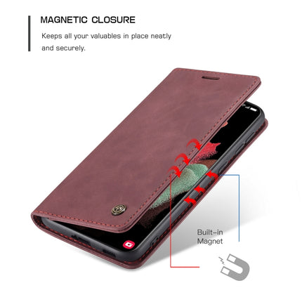 For Samsung Galaxy S21 Ultra 5G CaseMe 013 Multifunctional Horizontal Flip Leather Case with Holder & Card Slot & Wallet(Wine Red)-garmade.com