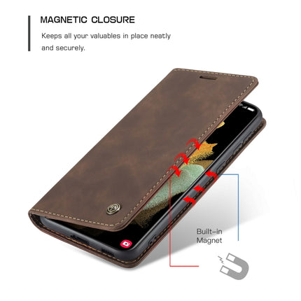 For Samsung Galaxy S21 Ultra 5G CaseMe 013 Multifunctional Horizontal Flip Leather Case with Holder & Card Slot & Wallet(Coffee)-garmade.com